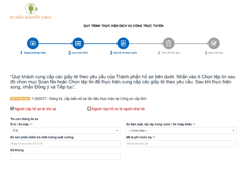 Làm thủ tục đăng ký xe máy điện mới ở Chi cục Thuế và Công an giao thông địa phương